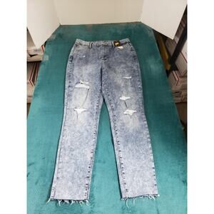 No Boundaries Jeans Size 13 Womens Blue Curvy Fray Hem High Rise Crop NWT